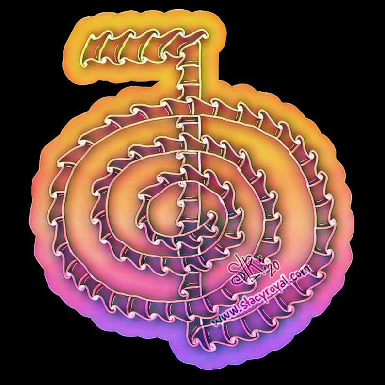 Zentagle Sticker Original Hand Drawn Cho Ku Rei Sunset Ombre Vinyl Sticker Infused With Beautiful Reiki Healing Energy Master Teacher