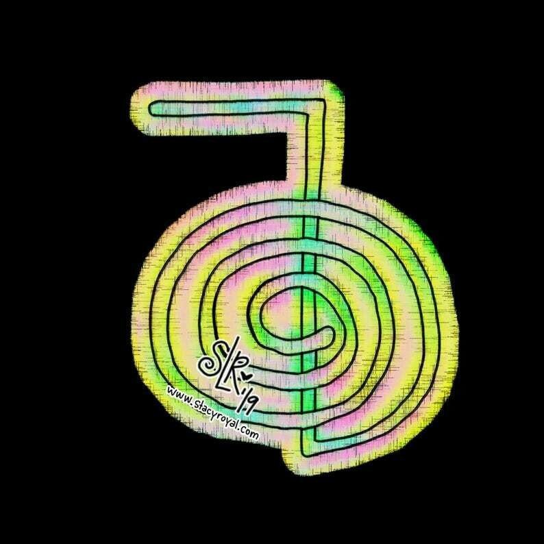 Cho Ku Rei - Reiki Rainbow Stitch Design Vinyl Sticker Infused With Beautiful Reiki Healing Energy Pastel Rainbow Gift for Reiki Master