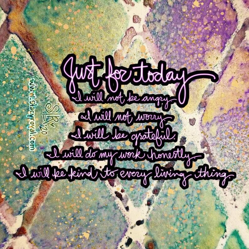 Just for today Reiki Principles / Precepts Die Cut Durable Vinyl Sticker Infused With Beautiful Reiki Healing Energy Great Gift for Master