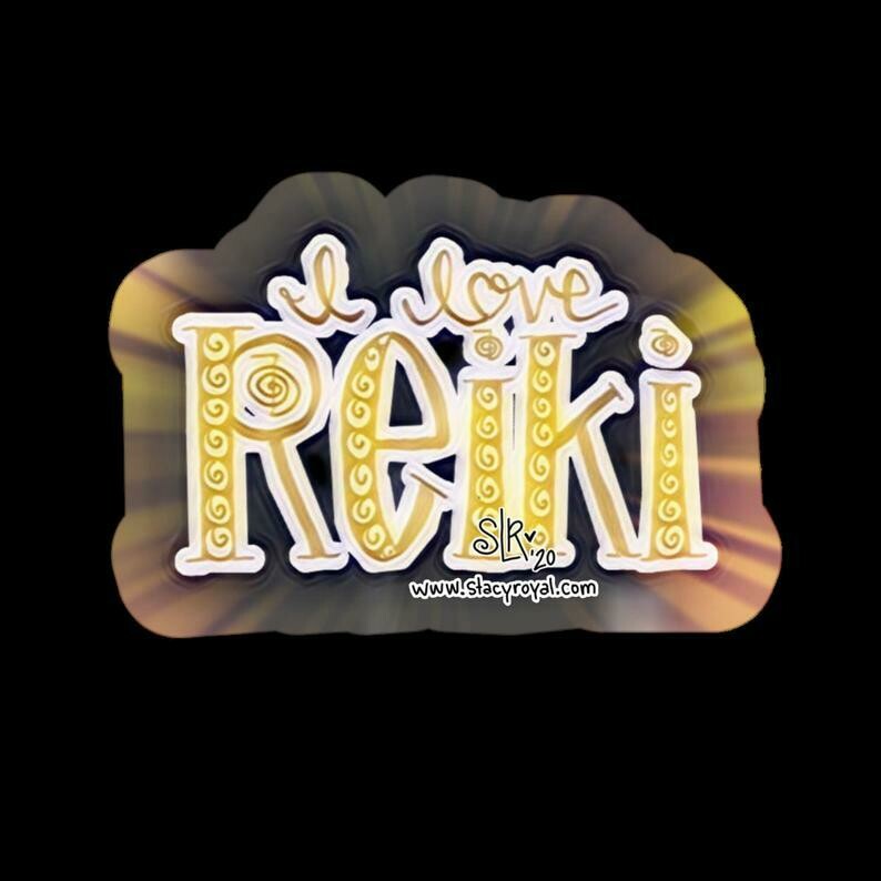 Hand Drawn Cho Ku Rei Reiki Symbol Vinyl Sticker Infused With Beautiful Reiki Healing Energy I love Reiki - Gift for Reiki Master Teacher - Gold &amp; Yellow