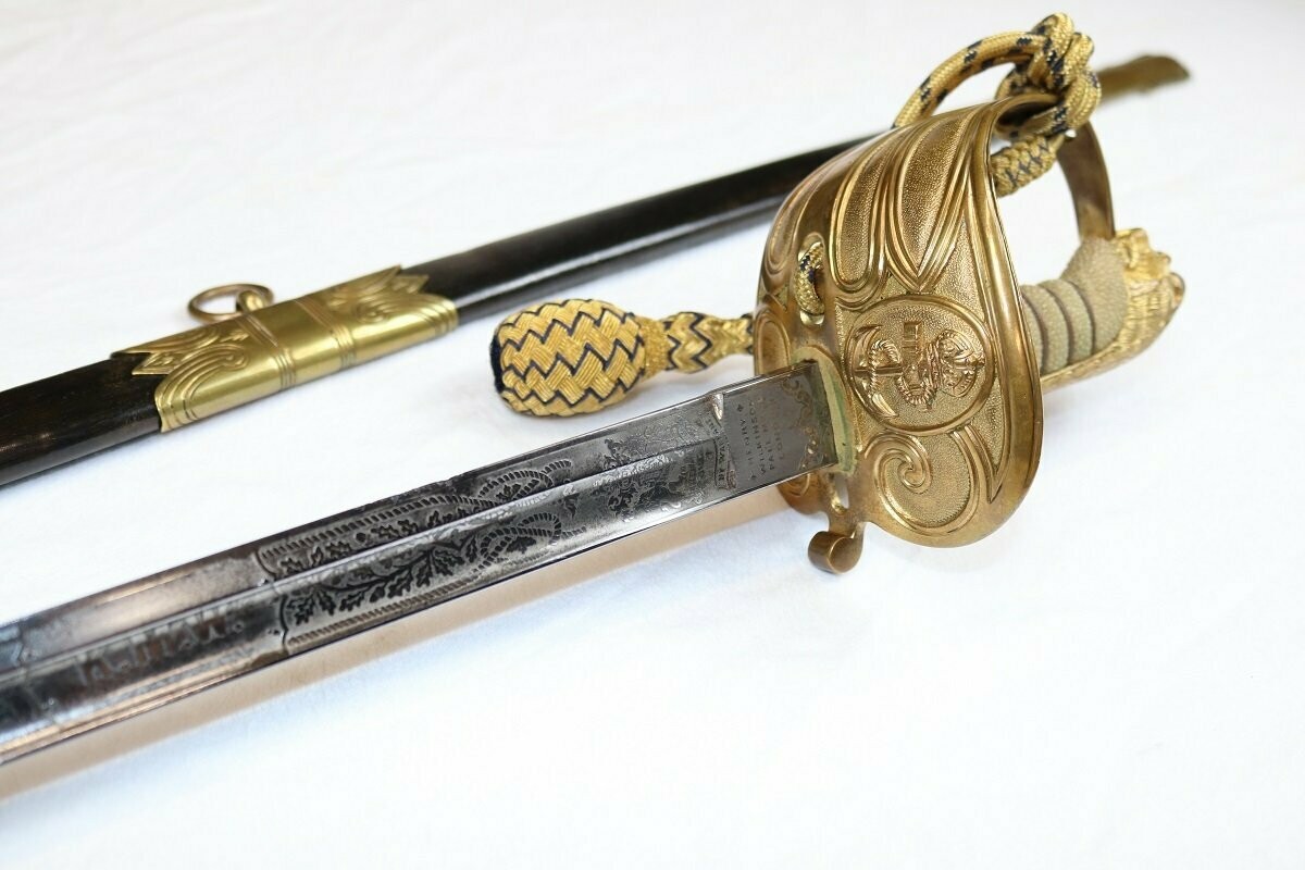 Superb WW1 Era Wilkinson Royal Navy Officer's Sword For Named Officer
