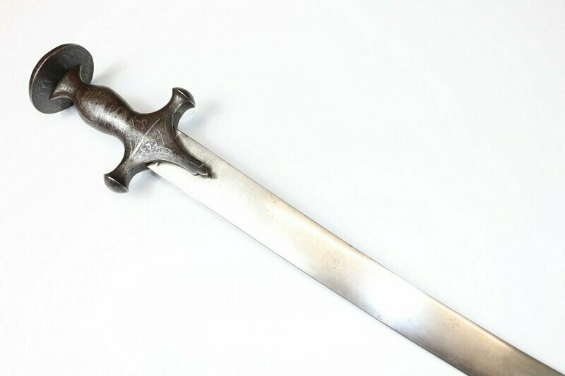 High Quality Shamshir-Bladed Tulwar with Silver Koftgari to Hilt