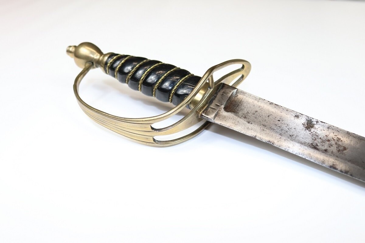 Rare Royal Navy Marked mid/late-18thC Slot-Hilt Officer's Sabre