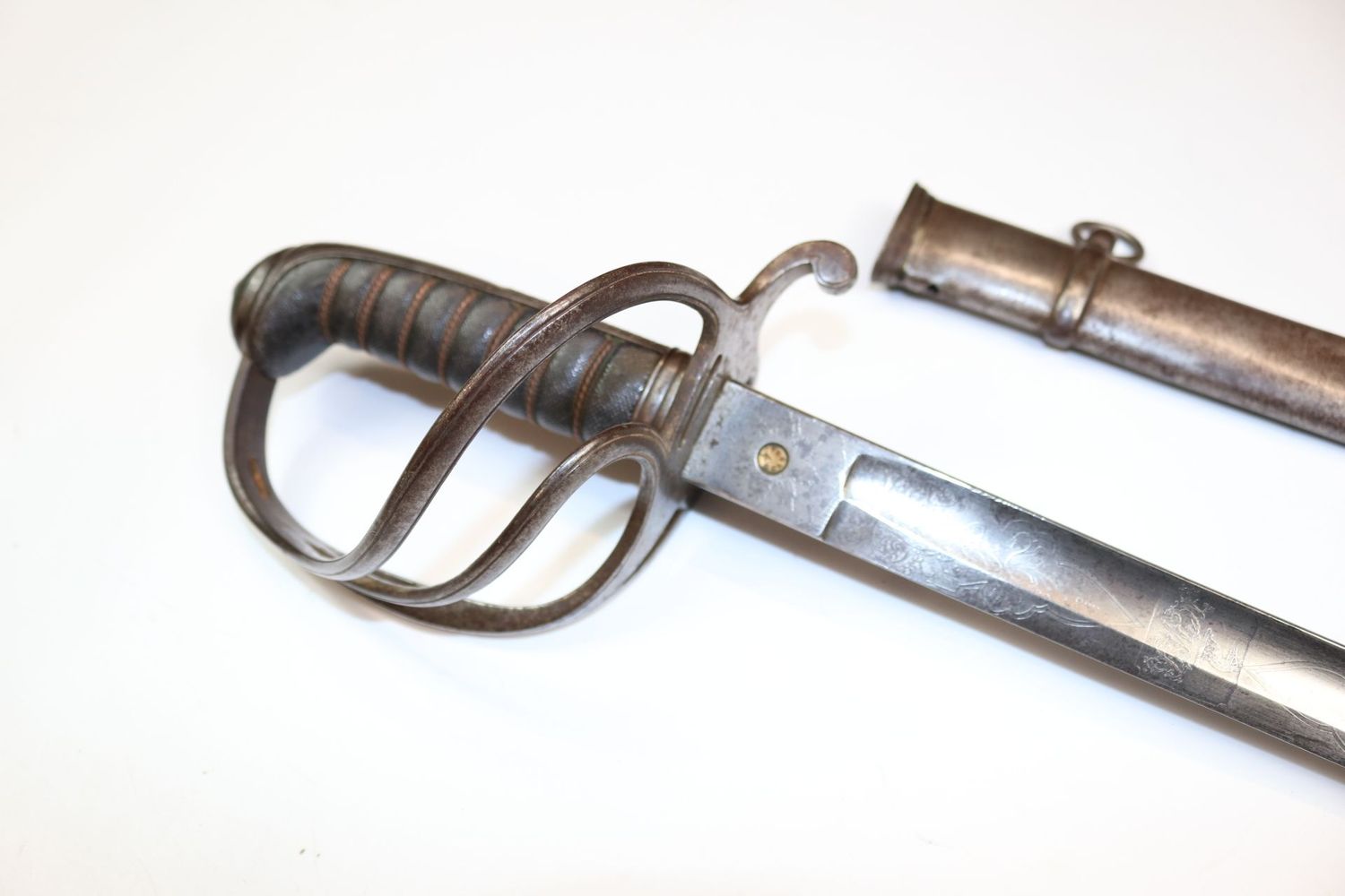 Good mid-Victorian Light Cavalry Officer's Sword with Initials & Crest