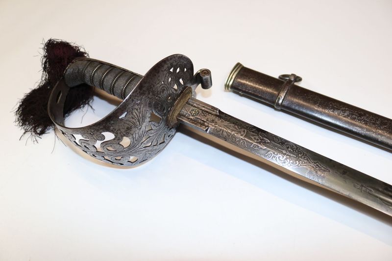 Unique Highland Rifle Militia Officer's Broadsword by Pillin