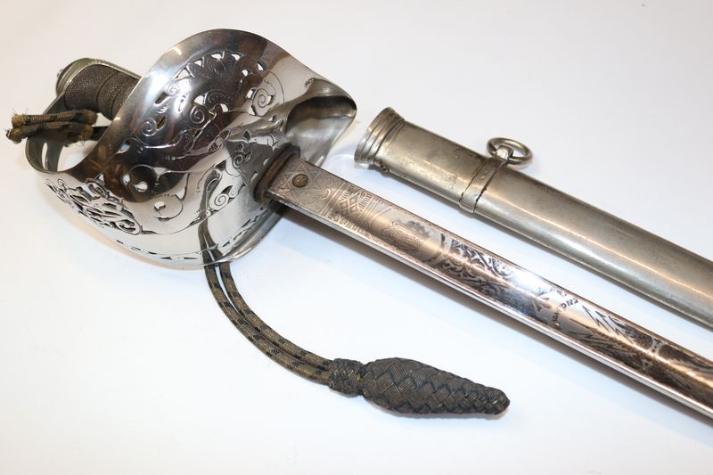 2nd Gloucester Engineer Volunteers Officer's Sword with Initials by Pillin