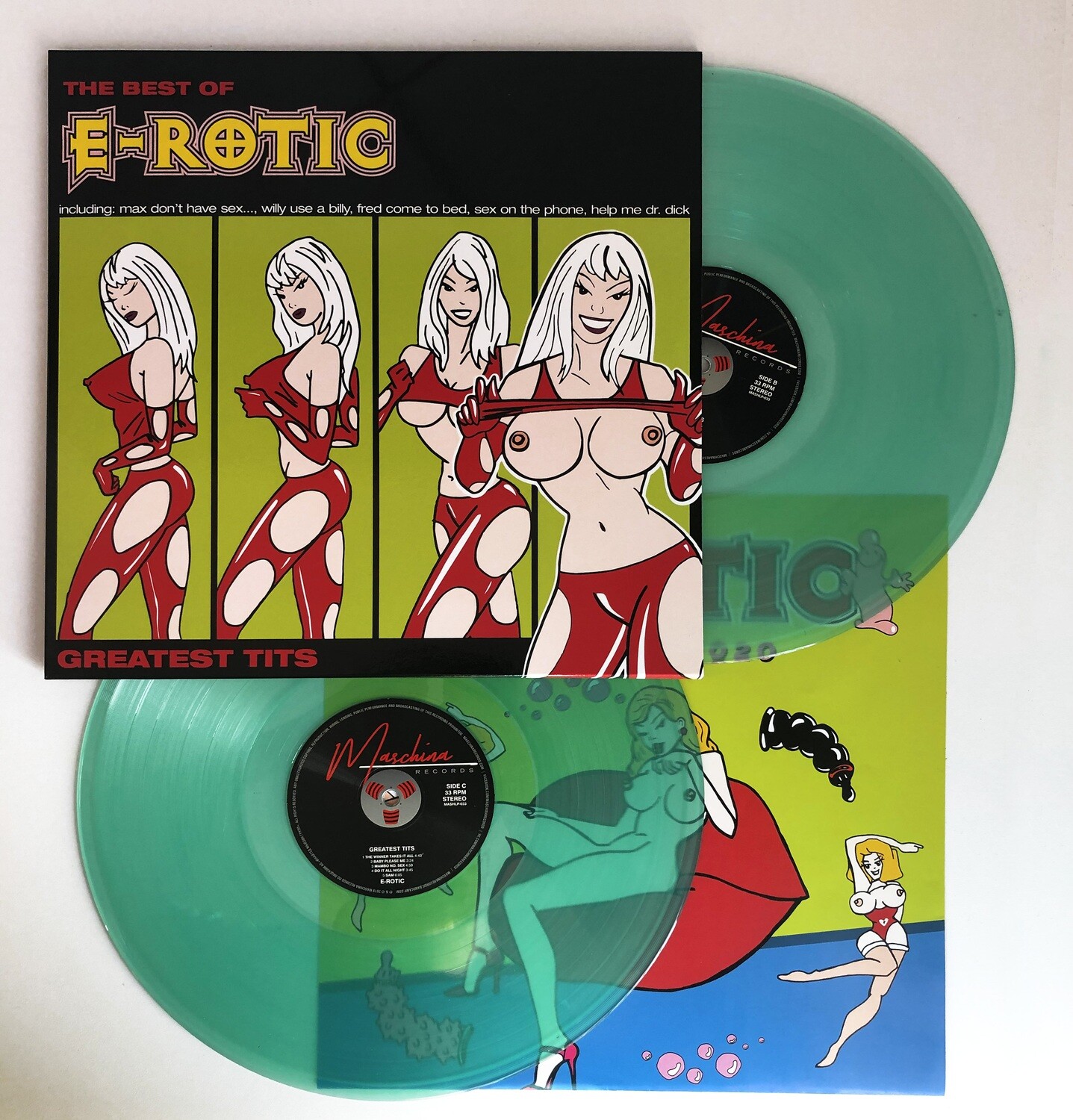 LP: E-Rotic — «Greatest Tits — The Best Of E-Rotic 1994–2003» (2019/2021) [2LP Aqua Green Limited Vinyl]