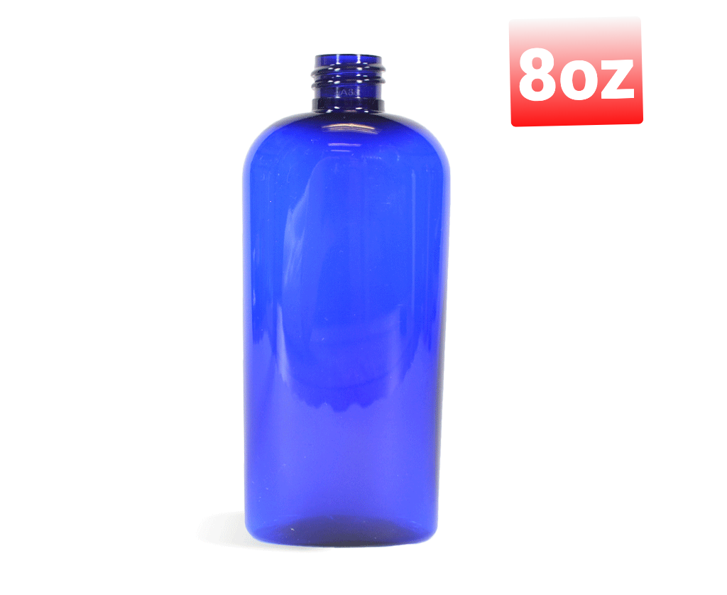 8 OZ Blue Cosmo Oval Bottle with Disc Caps