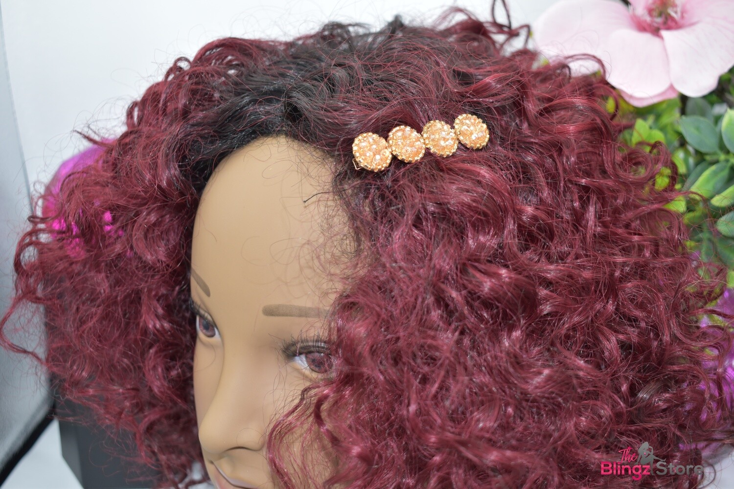 Gold tone crushed stone hair clip