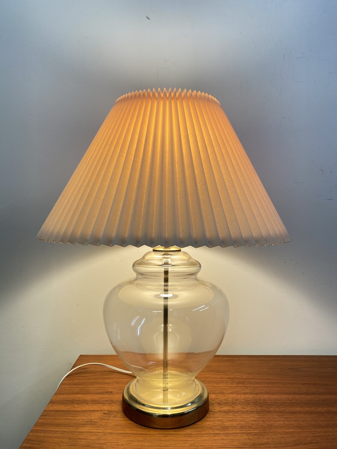 Clear Glass Lamp with Brass Base Store FULL CIRCLE FURNITURE