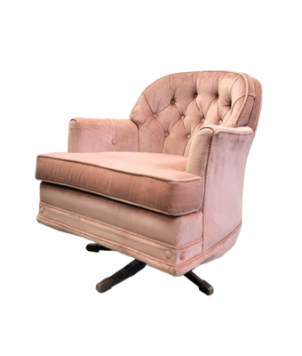 Vintage Pink Velour Rocking Swivel Sofa Armchair