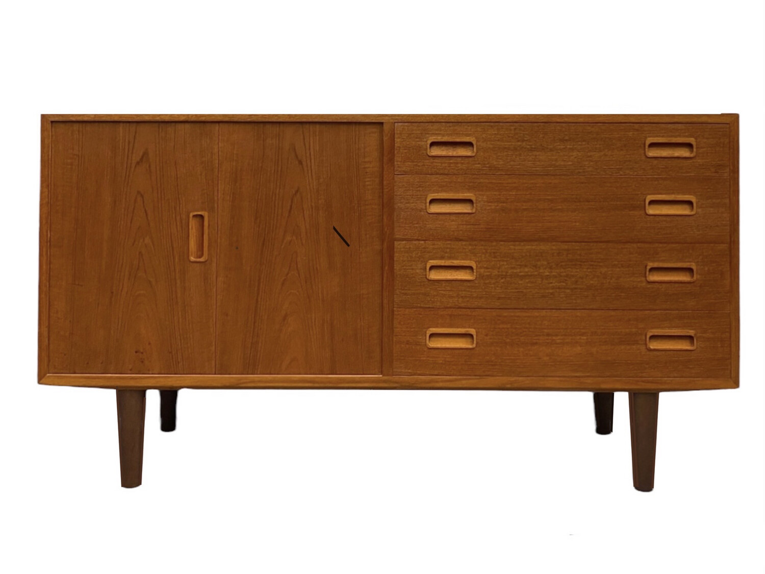 Mid Century Teak Credenza with Tambour Door by Poul Hundevad Mid Century Teak Credenza with Tambour Door by Poul Hundevad