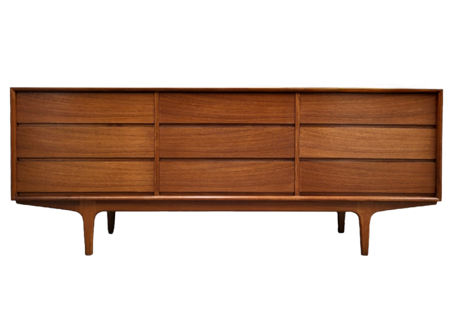 Mid Century Teak Nine Drawer Long Dresser View Inventory FULL mid-century-teak-nine-drawer-long-dresser-view-inventory-full