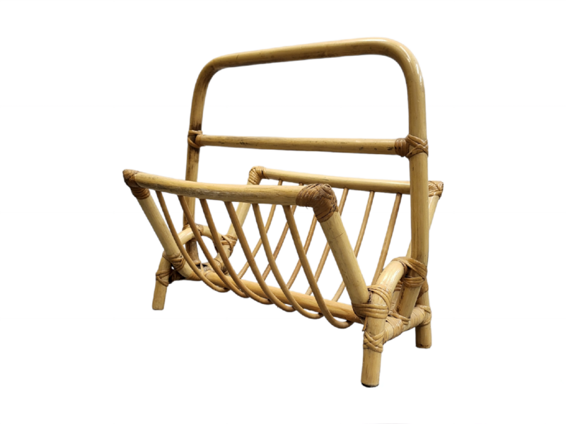 Vintage Bamboo Rattan Magazine Rack
