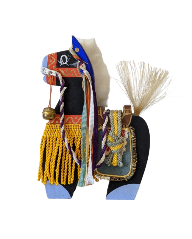 Vintage Japanese Miharu Goma Horse Wooden Toy
