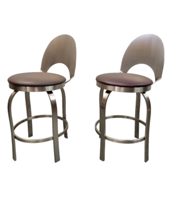 Pair of 80s Stainless Steel Barstools