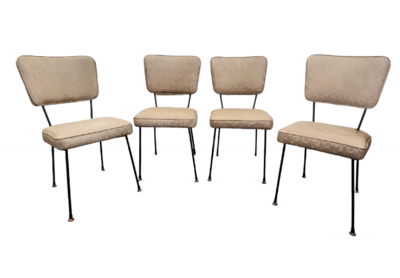 Set of 4 Retro Mid Century Dining Chairs with Steel Legs