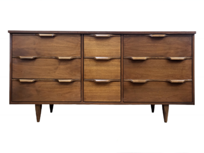 Mid Century Walnut Nine Drawer Dresser