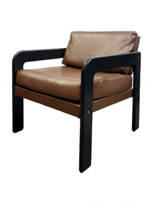 Vintage Brown Pleather Lounge Armchair