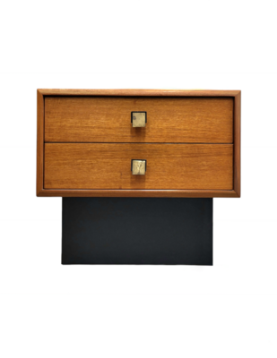 Mid Century Teak Nightstand with Two Drawers