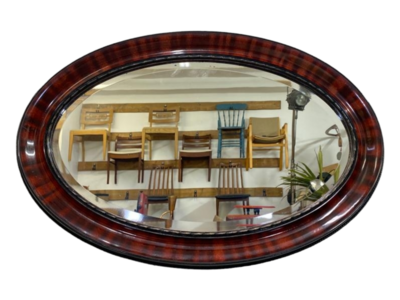 Vintage Mahogany Colour Horizontal Oval Frame Mirror