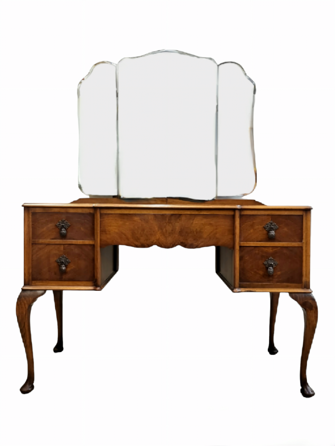 Antique Walnut Vanity Table with Mirrors