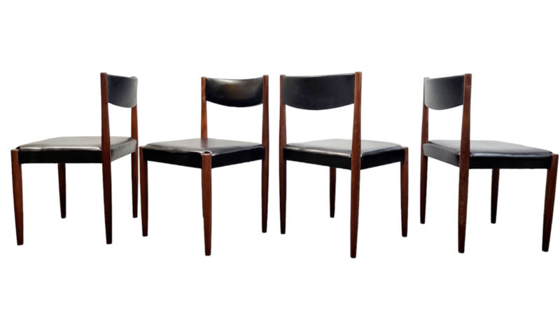Set of 4 Mid Century Afromosia Teak Dining Chairs