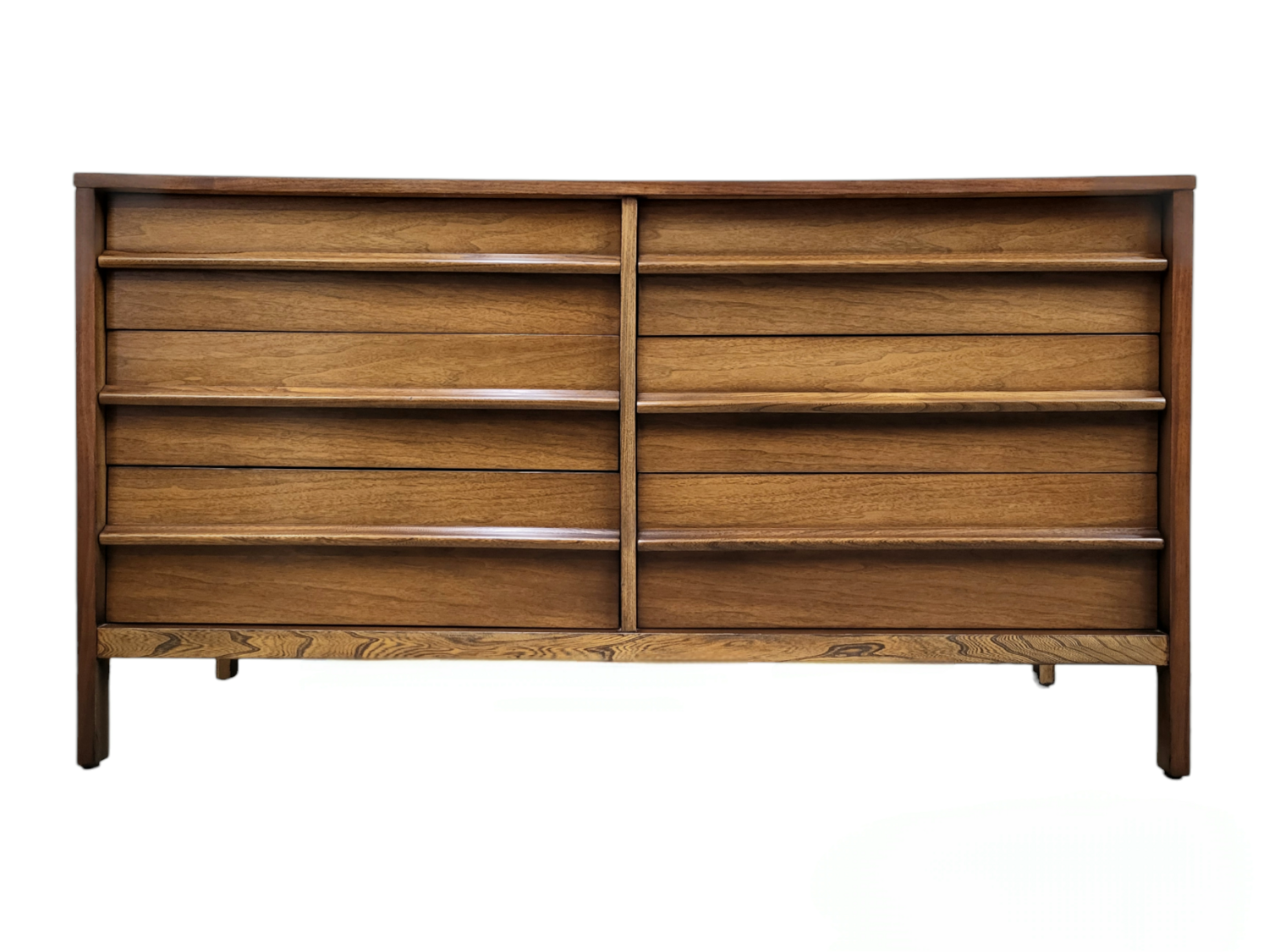 Mid Century Walnut and Elm Six Drawer Dresser