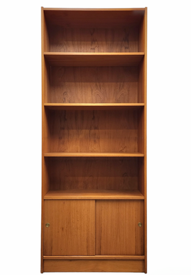 Mid Century Teak Tall Bookcase with Storage Cabinet
