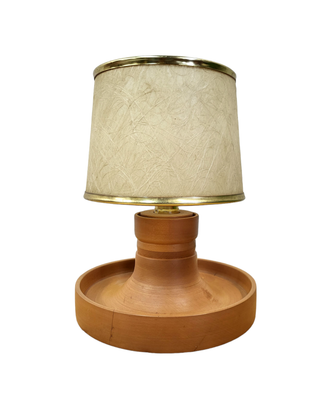 Vintage Wooden Table Lamp with Tray Base