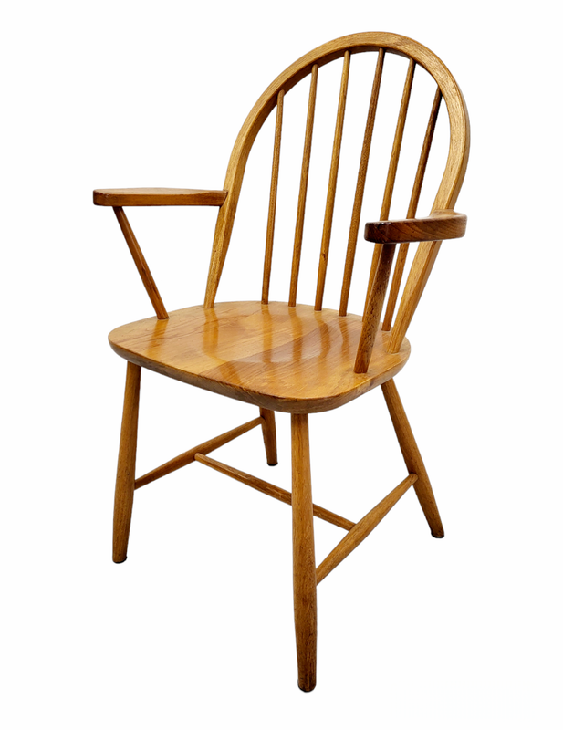 Mid Century Teak Spindle Chair with Armrests by Tarm Stole