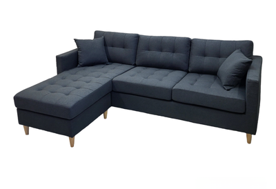 BISCUIT Reversible Sectional Couch - CHARCOAL BLACK