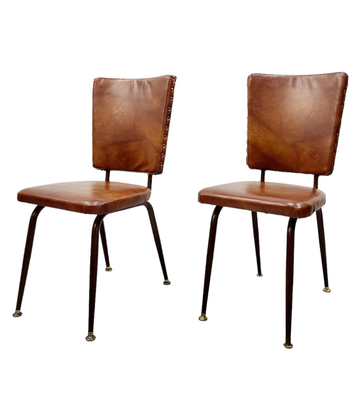 Pair of Brown Pleather Highback Chairs