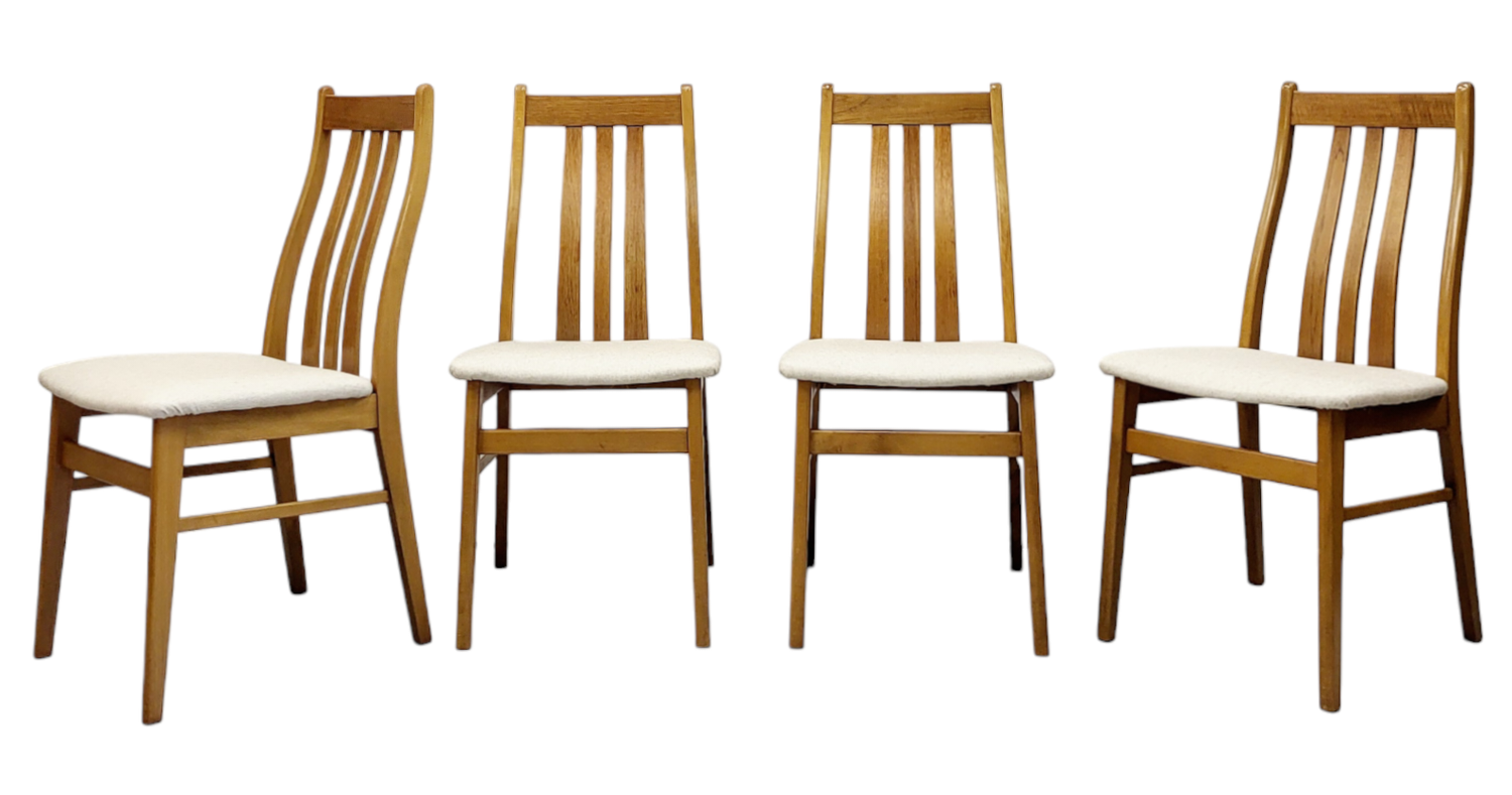 Set of 4 Mid Century Teak Dining Chairs with Highbacks