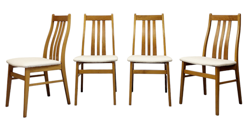 Set of 4 Mid Century Teak Dining Chairs with Highbacks