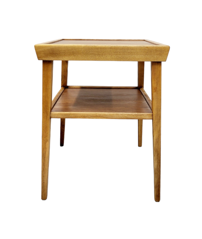 Mid Century Walnut and Maple Side Table / Tea Table