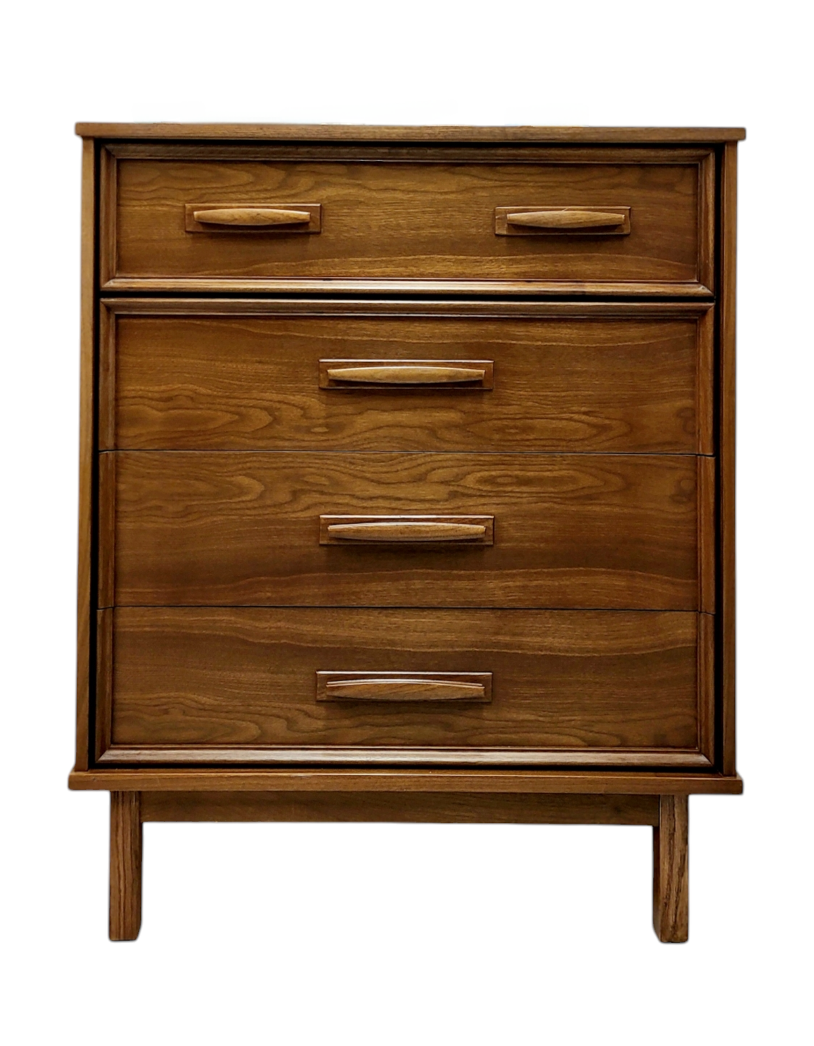 Mid Century Walnut Tallboy Dresser by Princeville Furniture