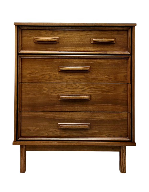 Mid Century Walnut Tallboy Dresser by Princeville Furniture