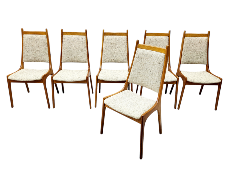 Set of 6 Mid Century Teak Highback Dining Chairs by Nordic Furniture