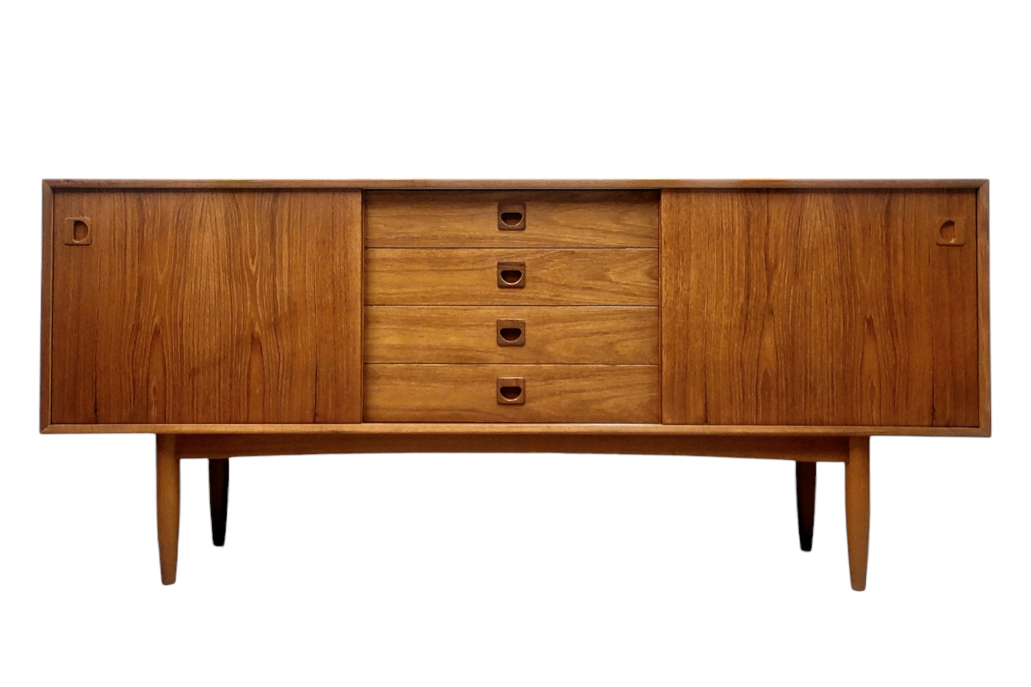 Danish Mid Century Teak Credenza with Four Drawers