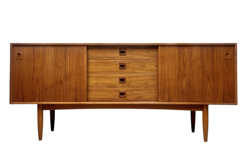 Danish Mid Century Teak Credenza with Four Drawers