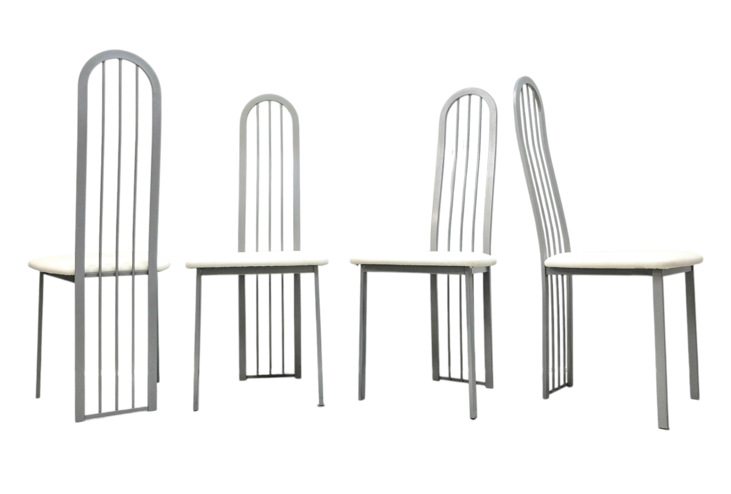 Set of 4 Post Modern Vintage Highback Metal Chairs by Amisco