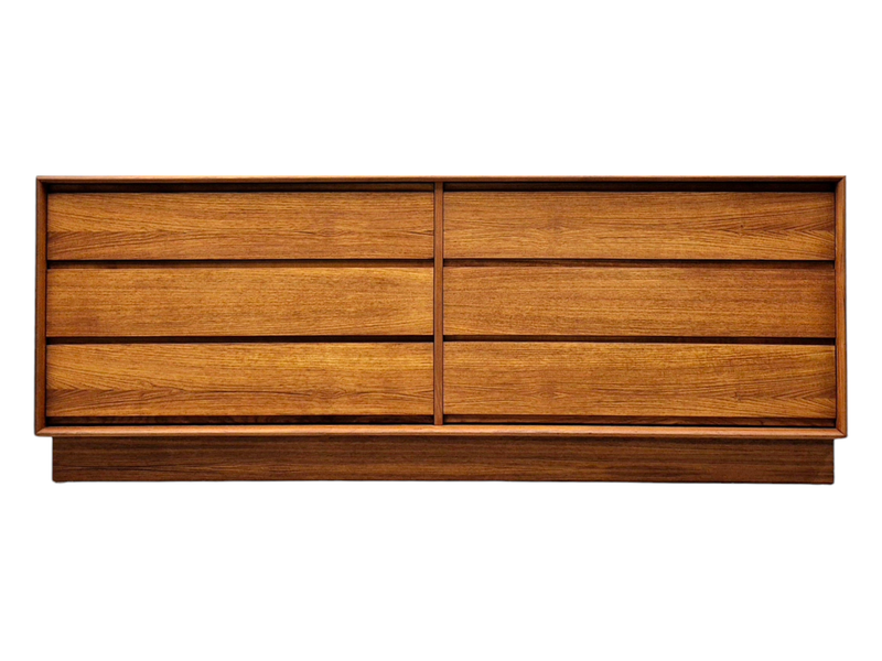 Mid Century Solid Wood Teak Six Drawer Dresser by Art Furn