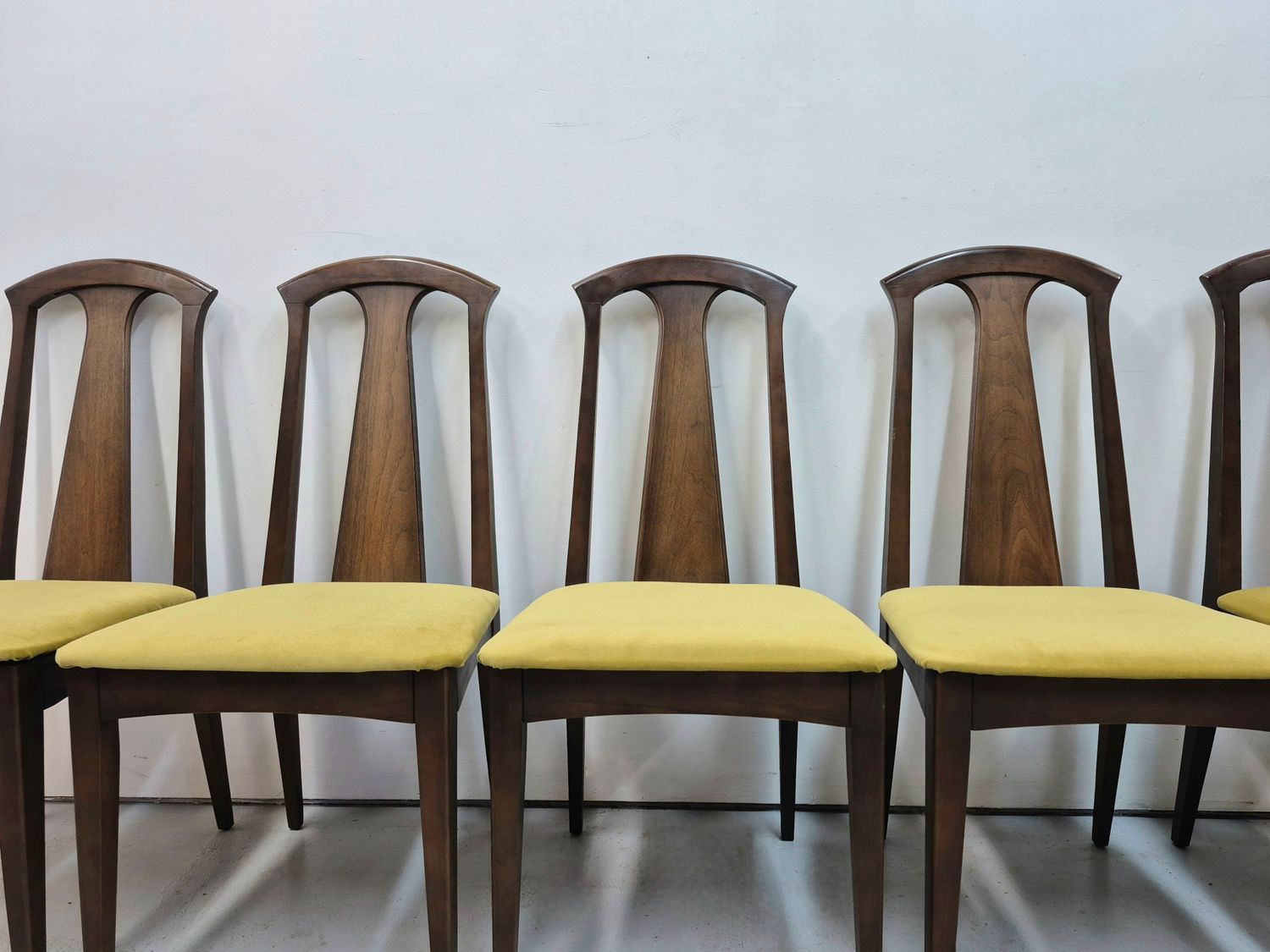 Set of 6 Highback Mid Century Walnut Dining Chairs