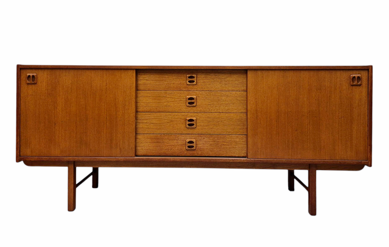 Mid Century Teak Credenza with Four Drawers