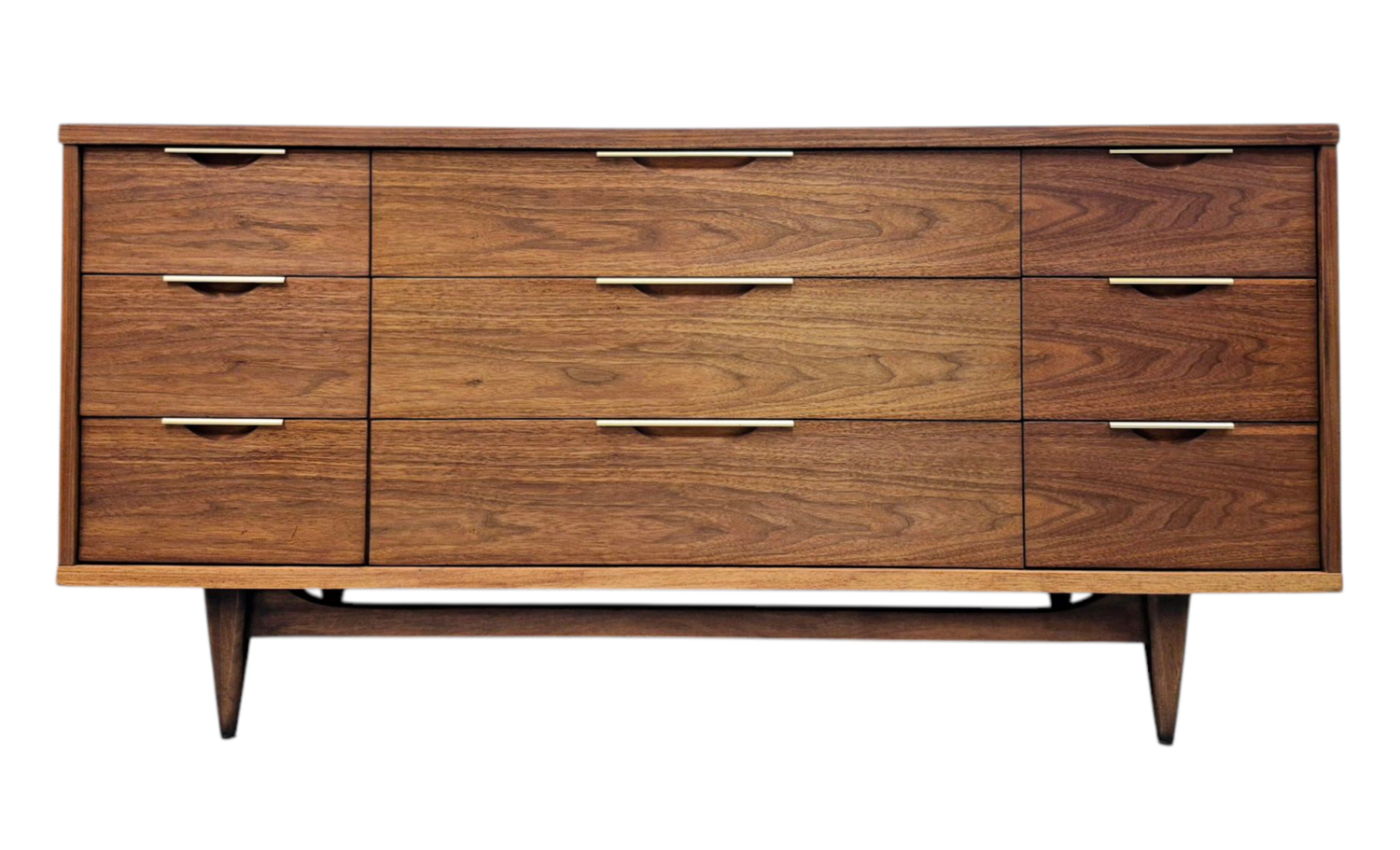 "Tableau" Line Mid Century Walnut Nine Drawer Dresser by Kent Coffey