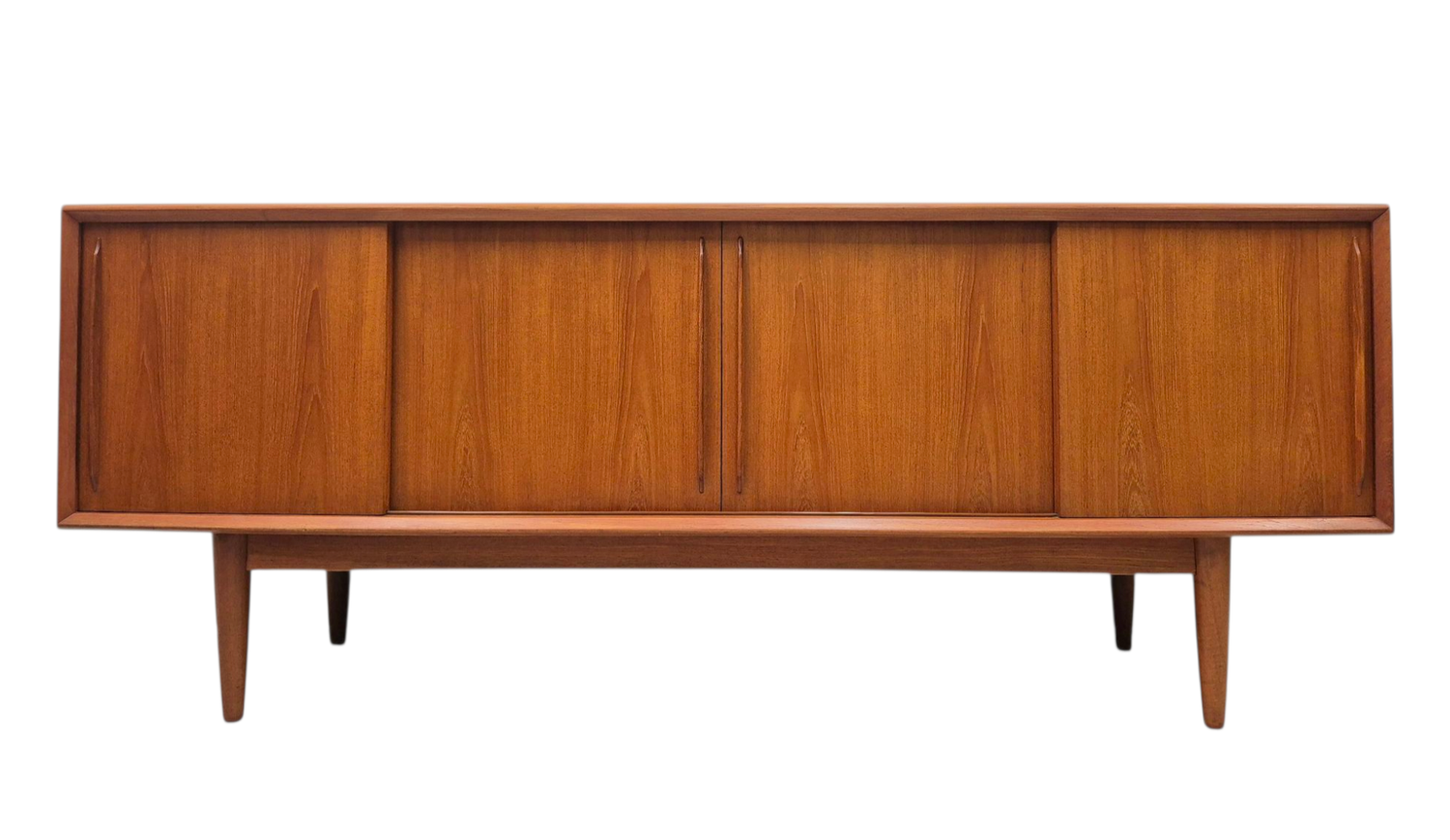 Mid Century Teak Bowed Front Credenza by Arne Vodder for H.P. Hansen