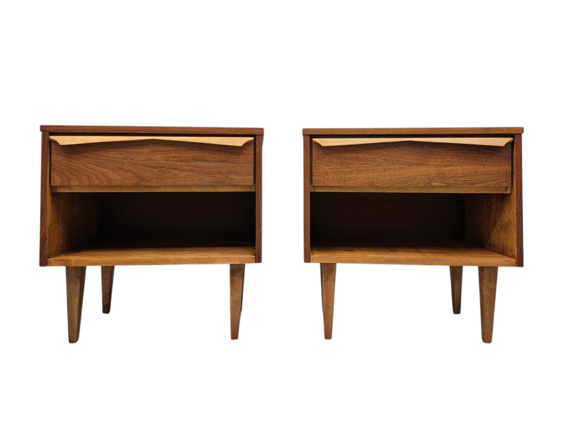 Pair of Mid Century Walnut Nightstands by Vic Art