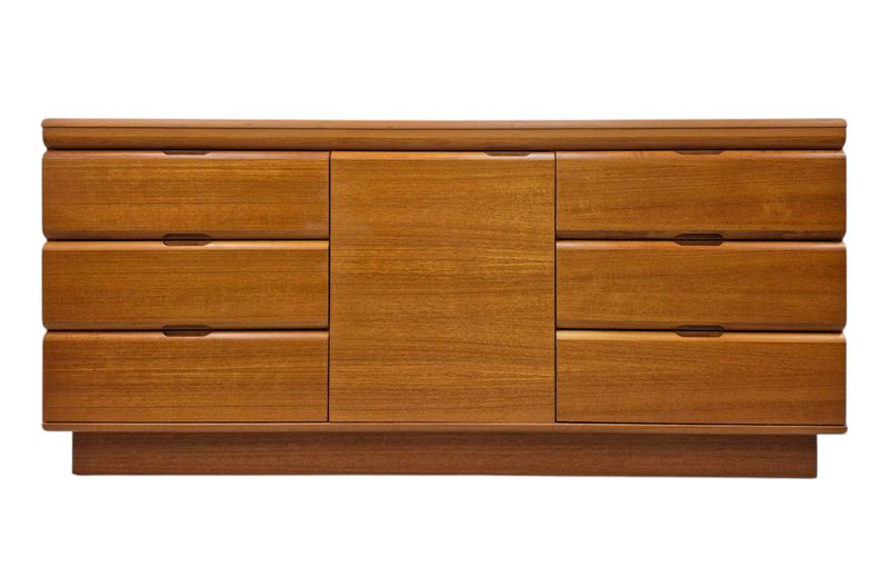90s Postmodern Teak Dresser or Credenza by Sun Cabinet Co