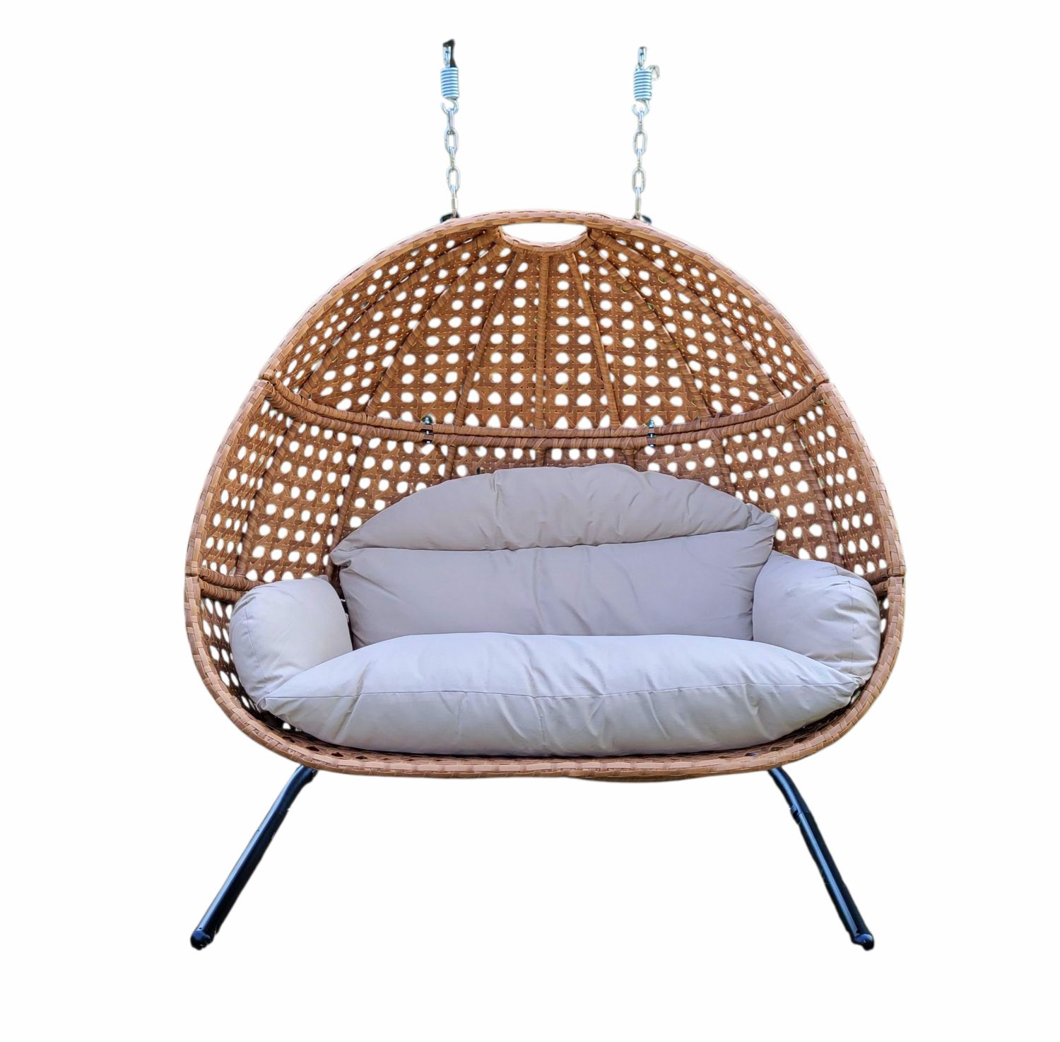 Double Seat Swing Chair with Tan  Wicker